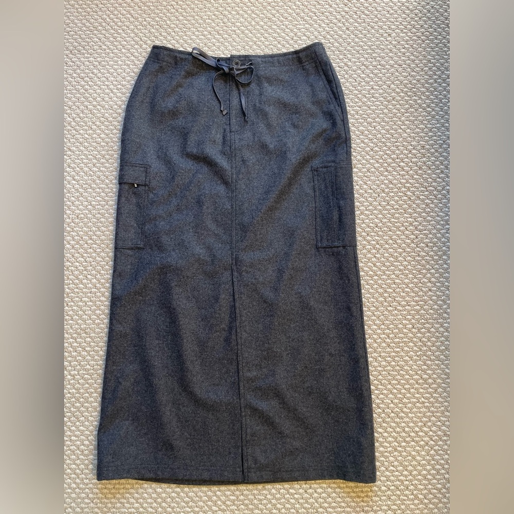 Eddie Bauer wool-blend maxi cargo skirt charcoal Size 10